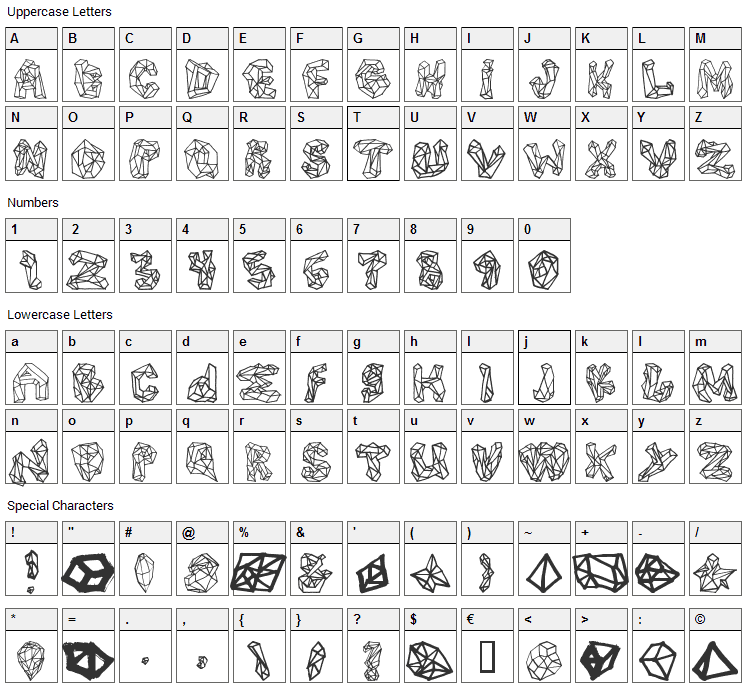 Polygons Font Character Map