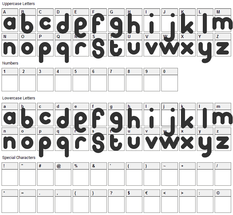 Pooplatter Font Character Map