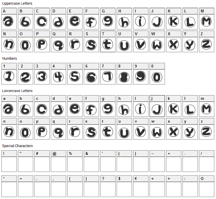 Pop Up Font Character Map