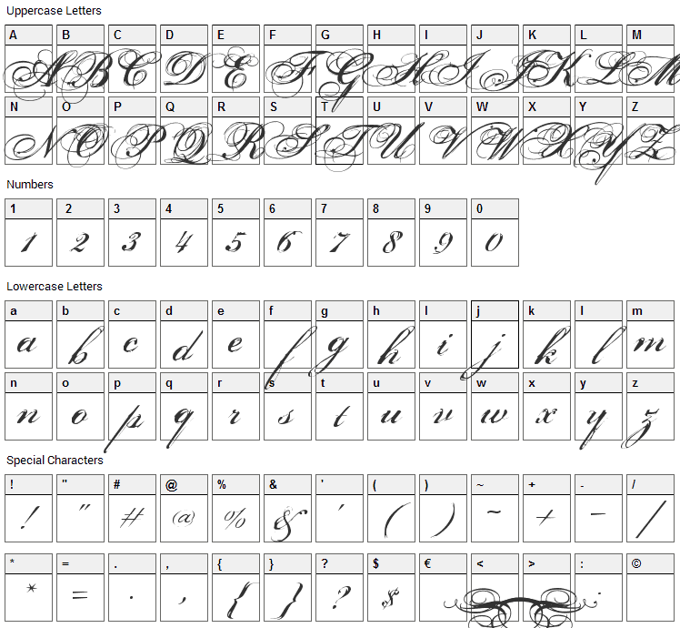 Porcelain Font Character Map