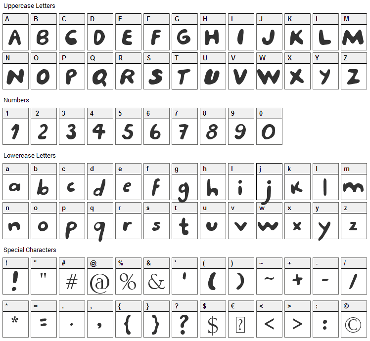 Porcupine Font Character Map