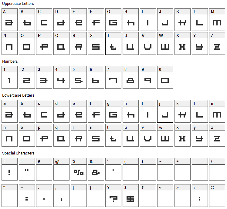 Porpoise Font Character Map