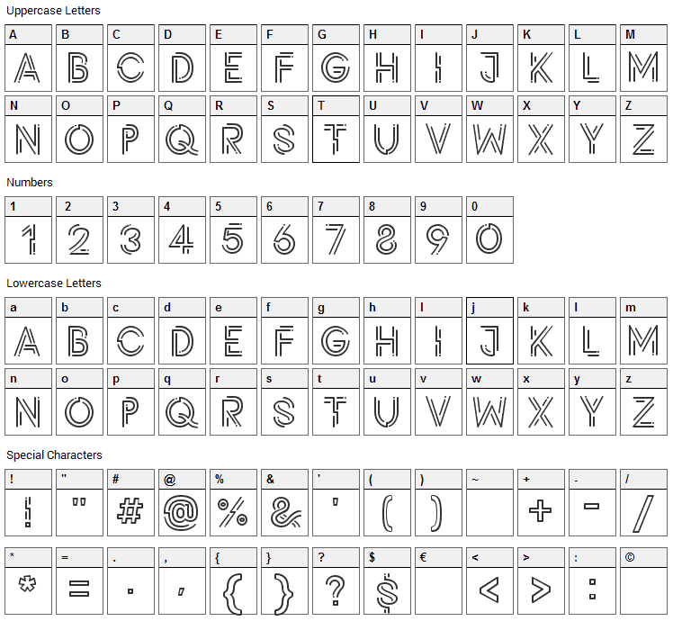 Potra Font Character Map