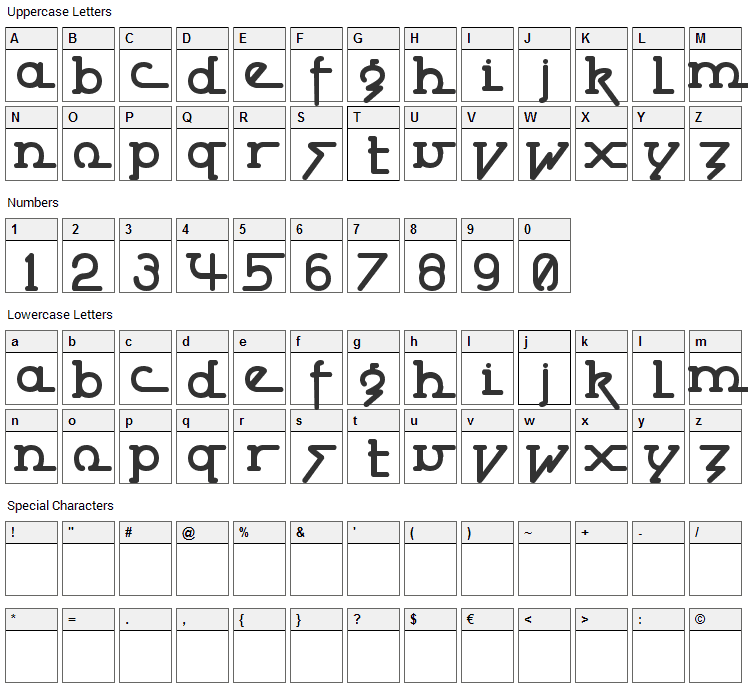 Powderworks Font Character Map