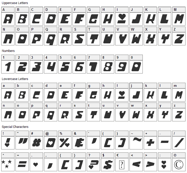 Powerpuff Font Character Map