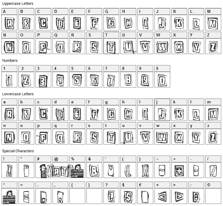 Pozo Font Character Map