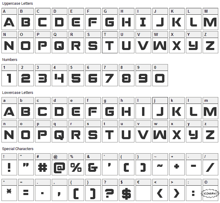 Praetorian Font Character Map