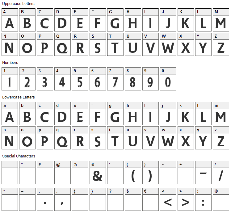 Premier League Font Character Map