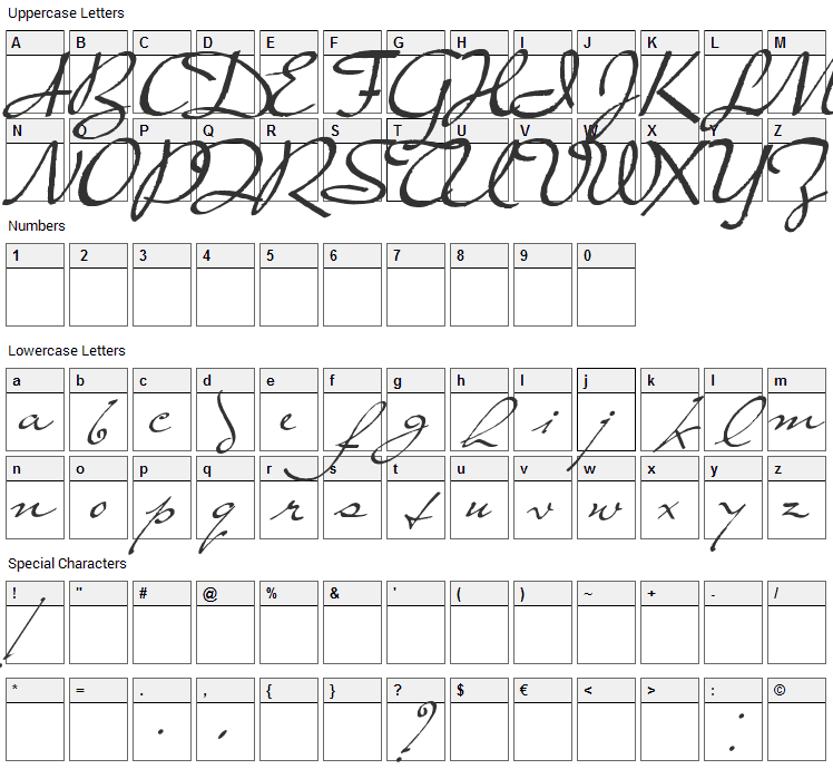 Prester John Font Character Map