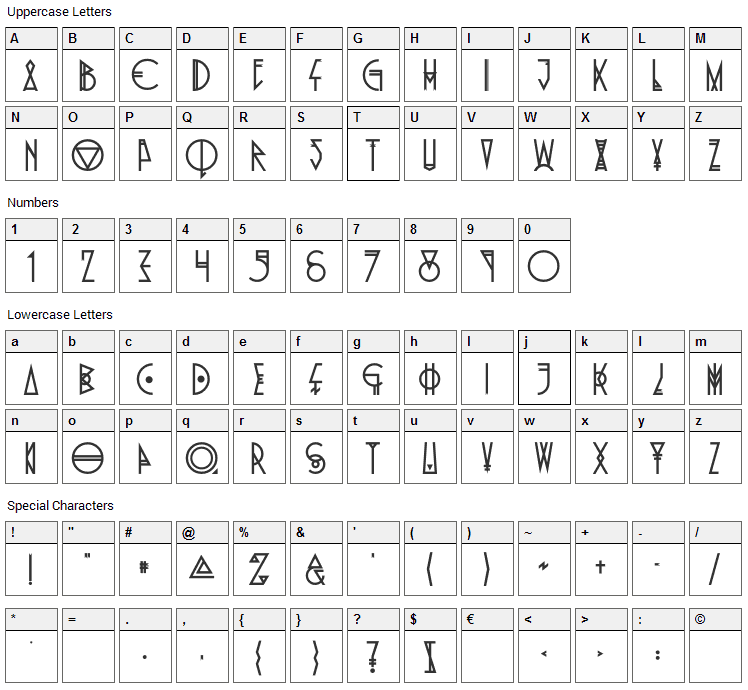 Pride Of The Young Font Character Map