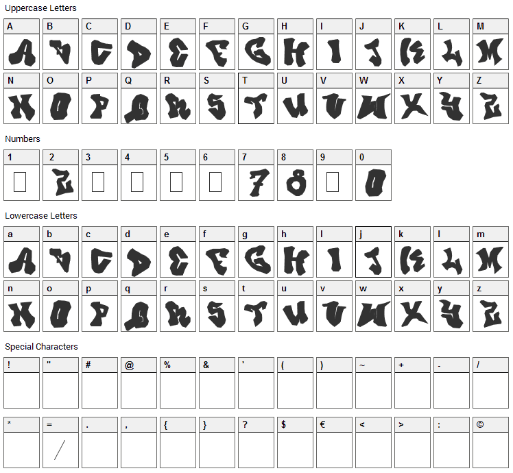 Prince Dub Font Character Map