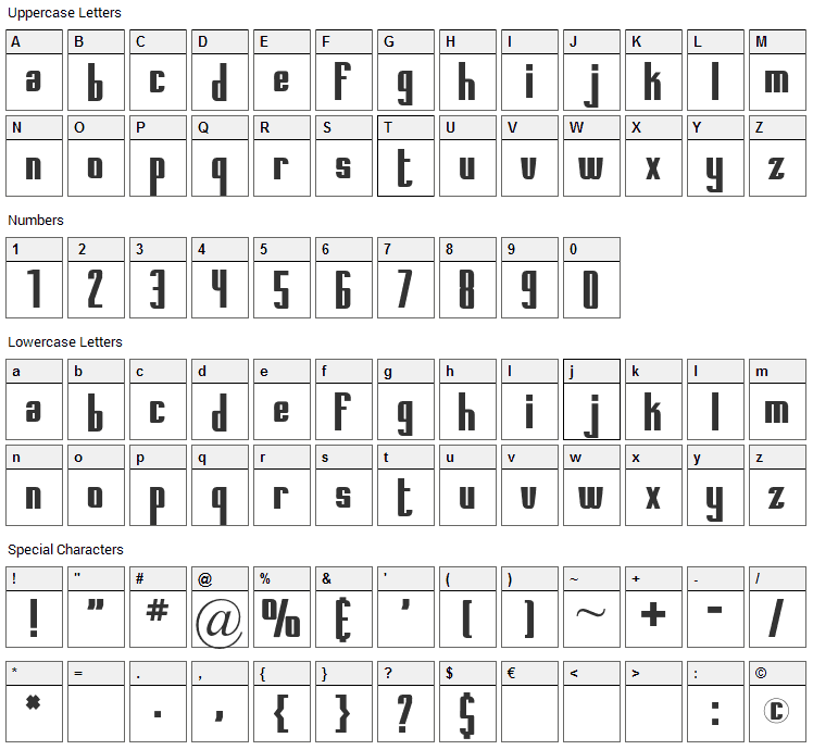 Printed Circuit Board Font Character Map
