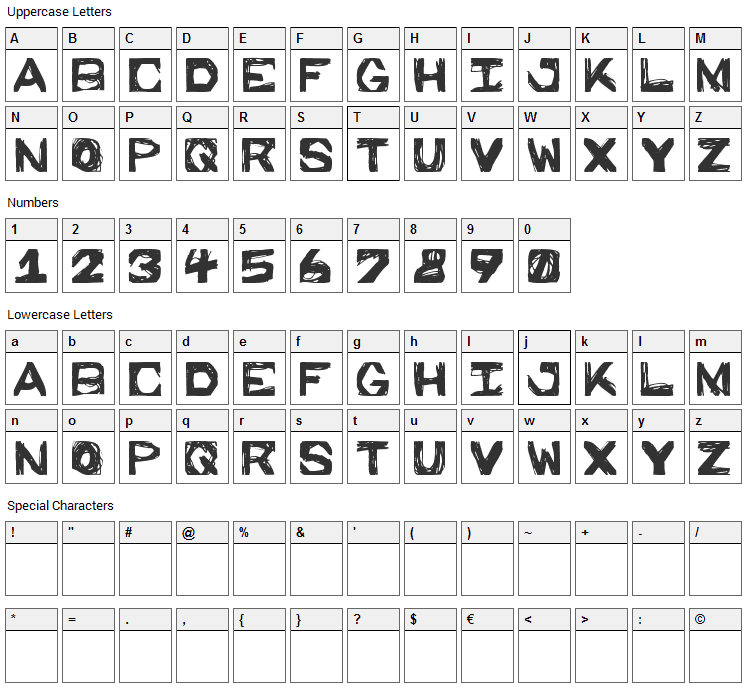 Prison Walls Font Character Map