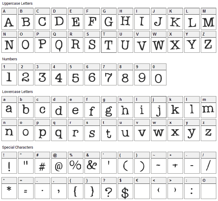 Problem Secretary Font Character Map