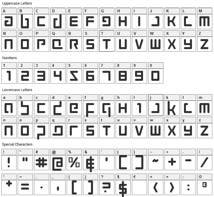 Prokofiev Font Character Map