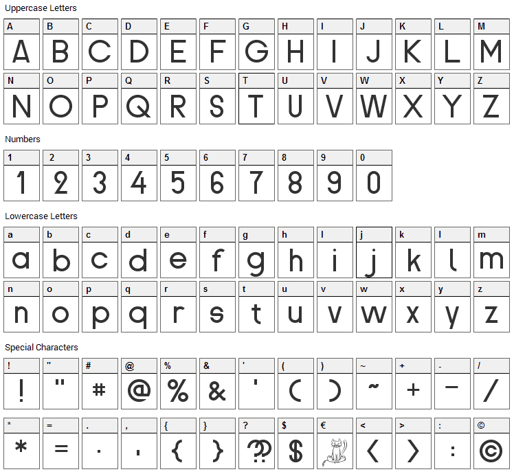 Proletarsk Font Character Map