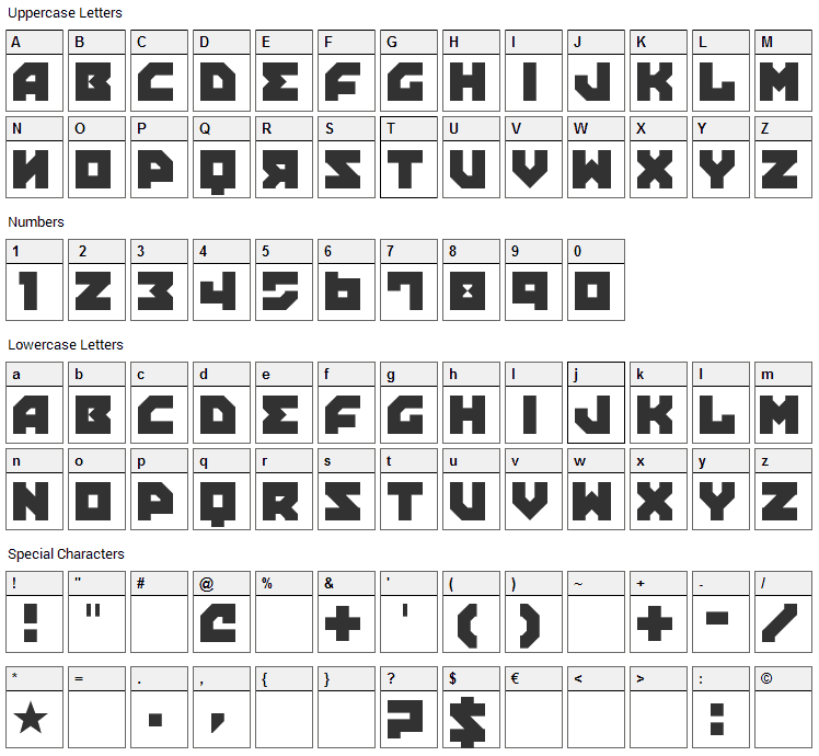 Propaganda Font Character Map