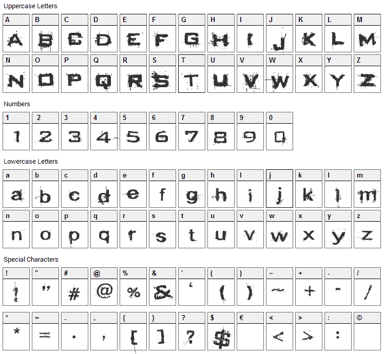 Prozac Buzz Font Character Map