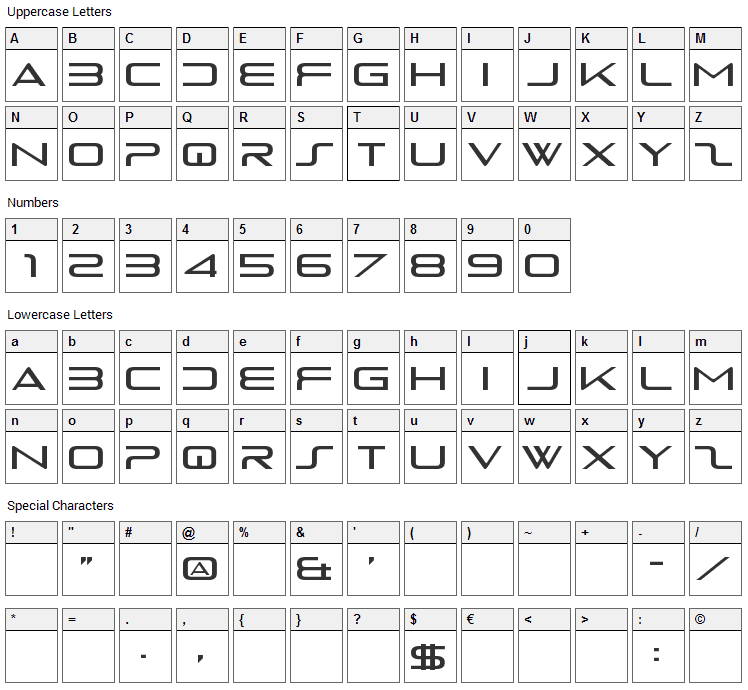 PS4 Logo Font Character Map