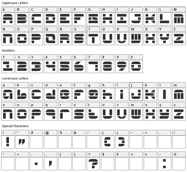 Pseudo Font Character Map