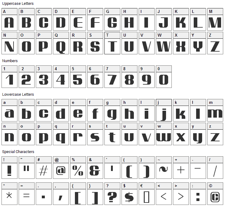 Ptarmigan Font Character Map