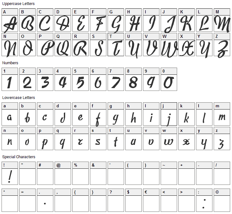 Publicite Font Character Map