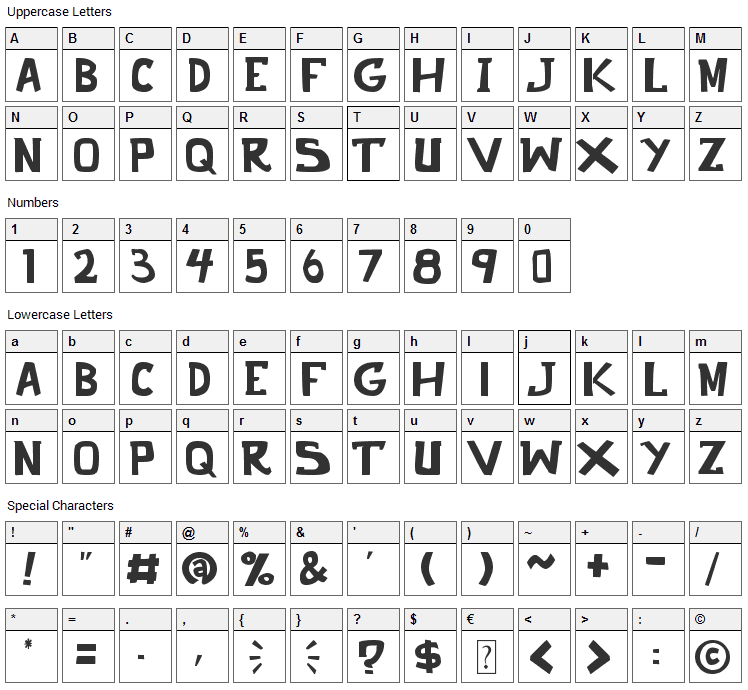 Punch It Font Character Map