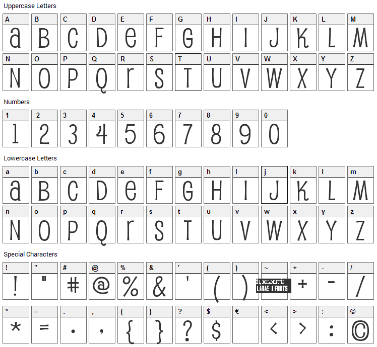 Pupcat Font Character Map