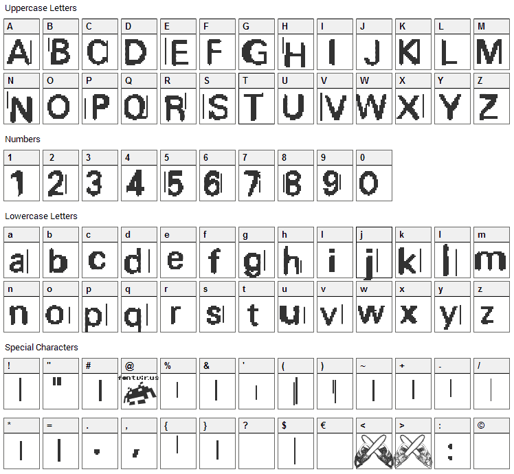 Purge Font Character Map