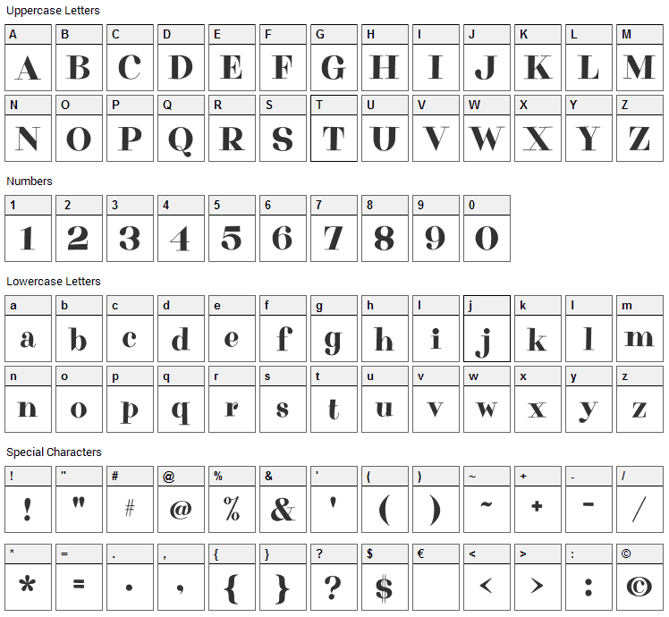Purple Purse Font Character Map