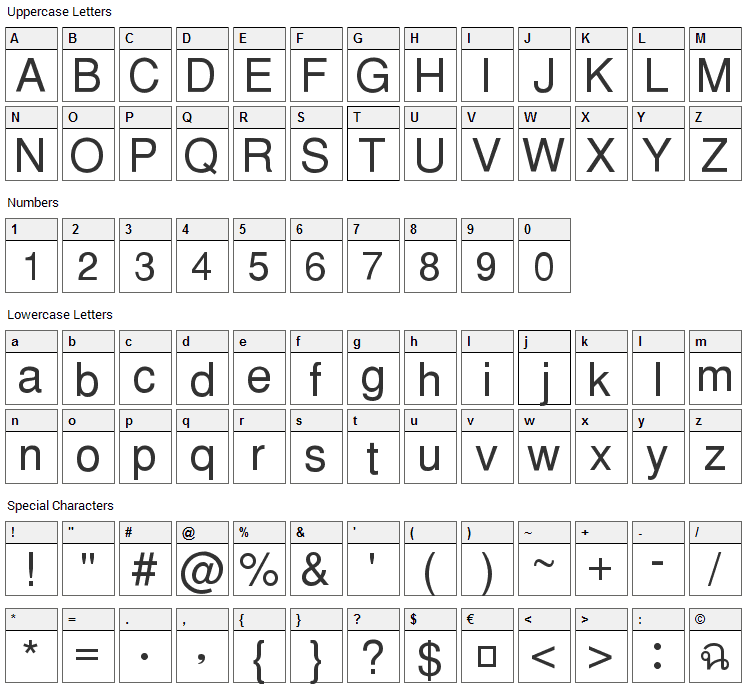 PW Thai Monospaced EG Font Character Map