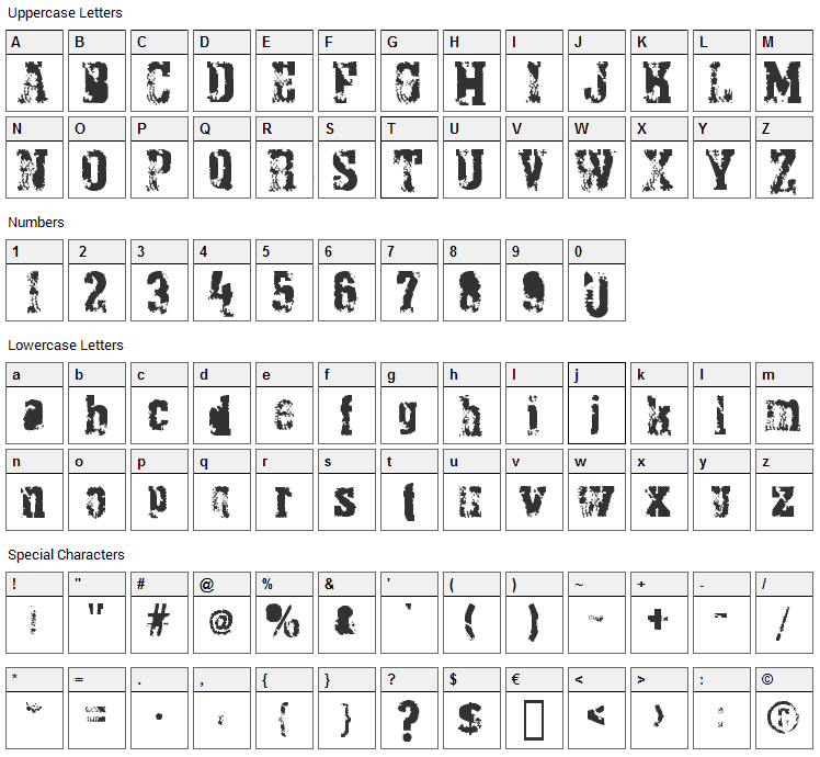 Pythonian Deluxe Font Character Map