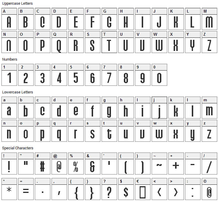 Qhytsdakx Font Character Map