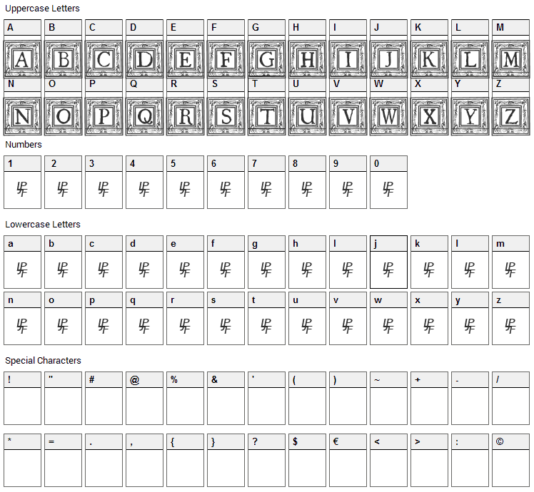 Qua Nauticale Font Character Map