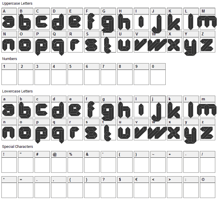 Quad Font Character Map