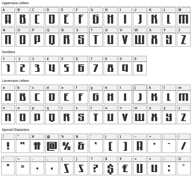 Quantum of Malice Font Character Map