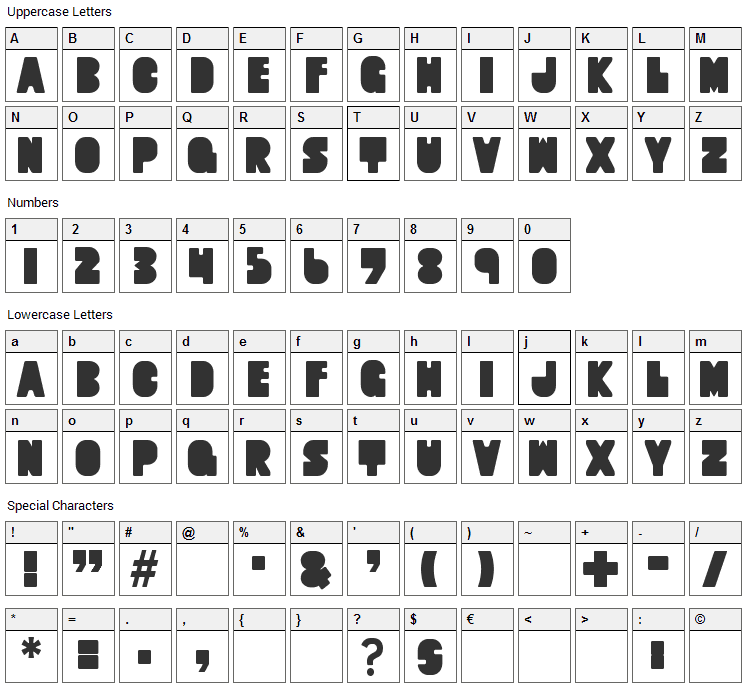 Quart 07 Font Character Map