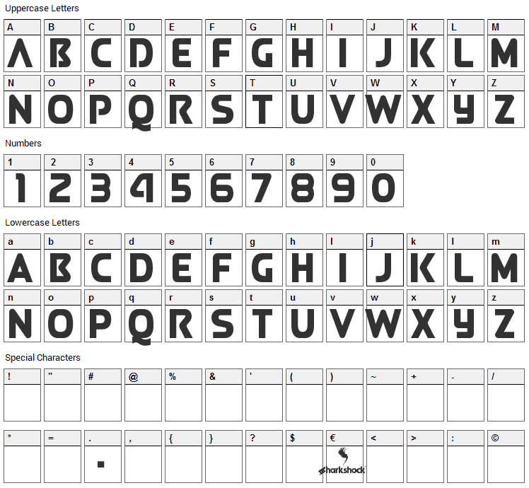 Queen of Camelot Font Character Map