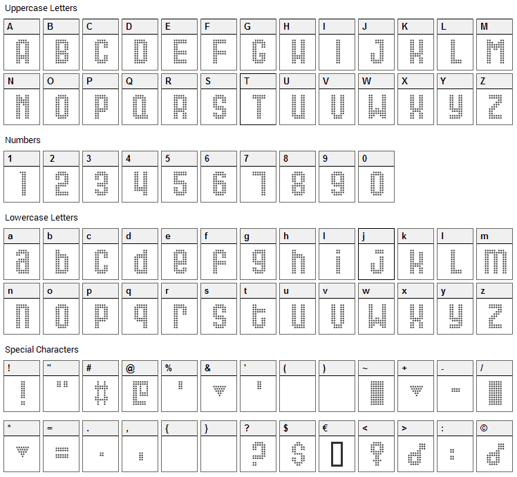 Queer Font Character Map