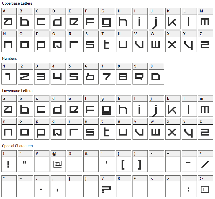 Quer Font Character Map