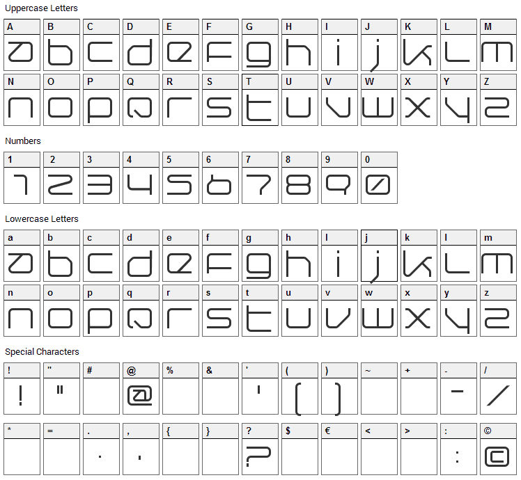 QuerRound Font Character Map