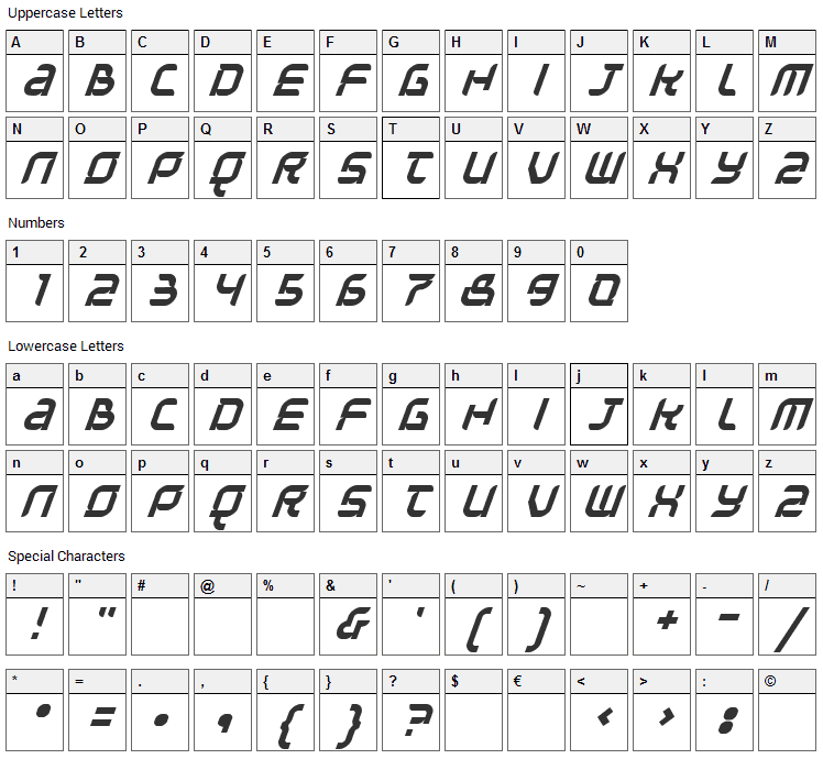 Question of Time Font Character Map