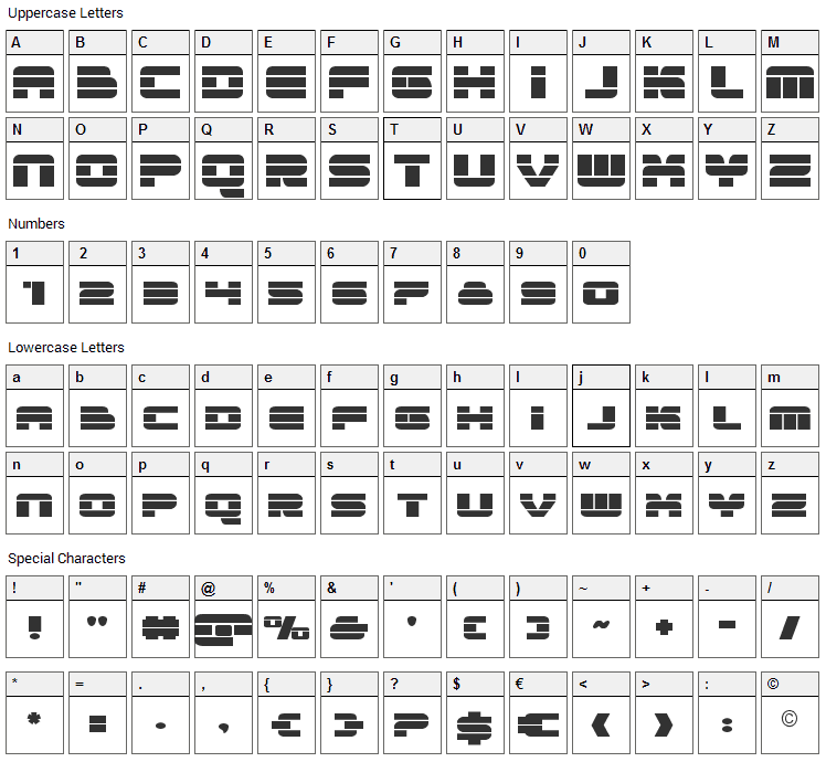 Quicken Font Character Map
