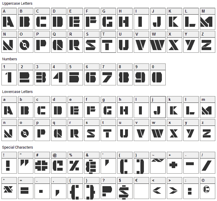 Quintanar Font Character Map