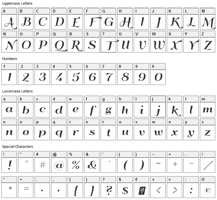 QumpellkaNo12 Font Character Map