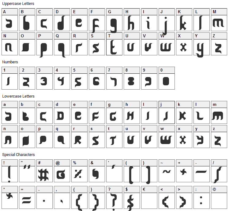 Qurban Feast Font Character Map