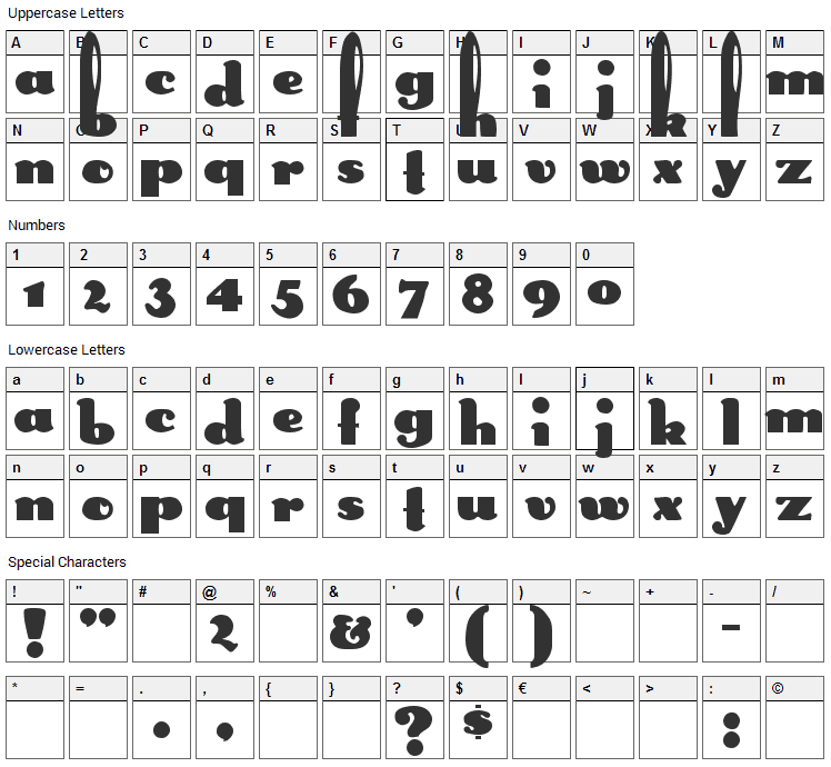 Rabbit Ears Font Character Map