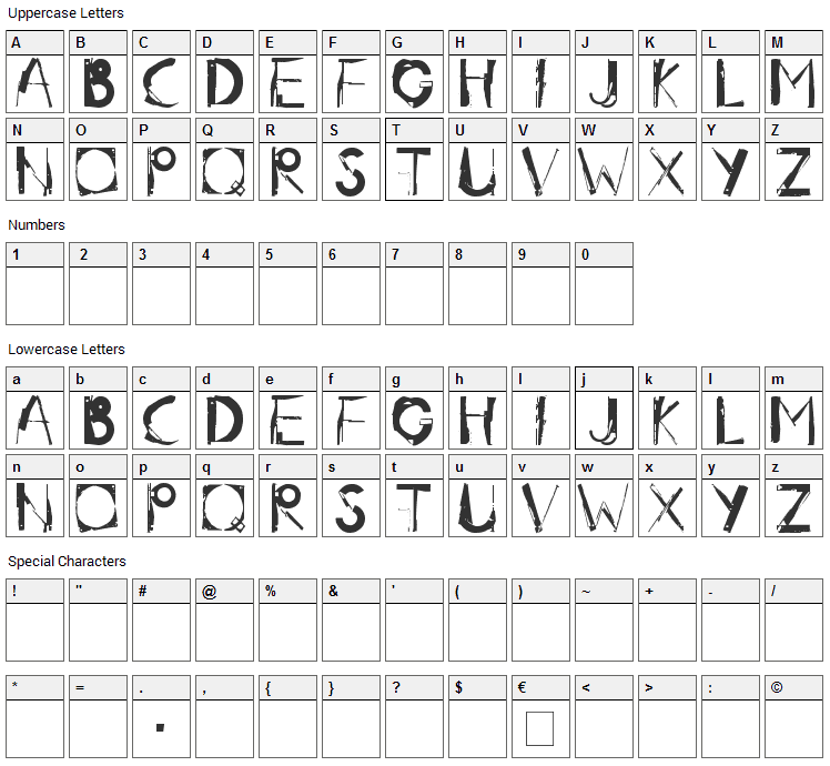 Radar.One Font Character Map