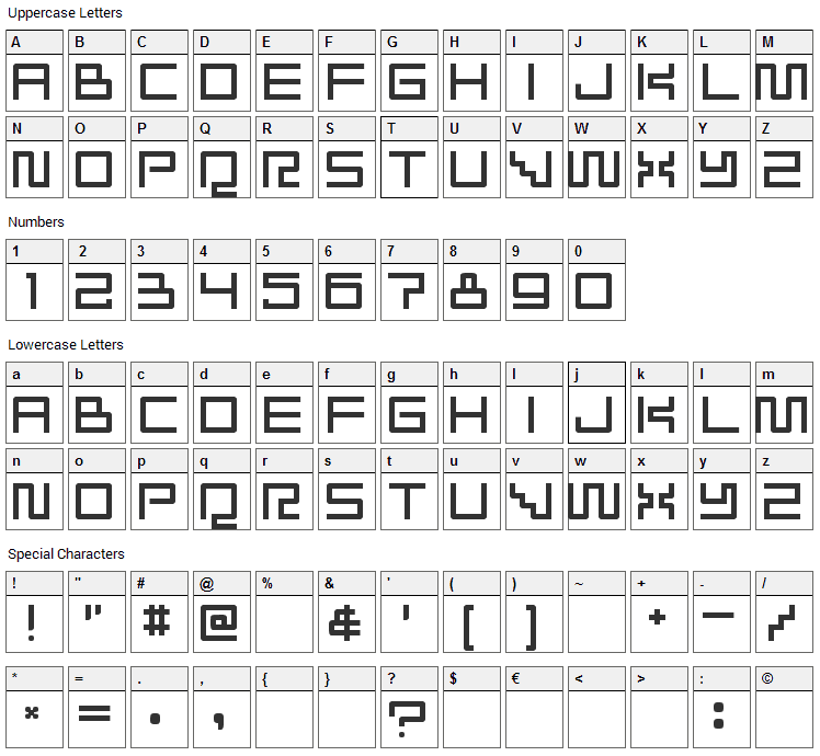 Radioaktivitet Font Character Map