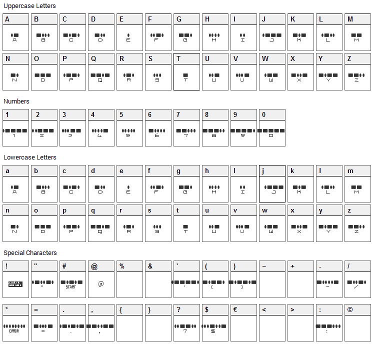 Radios in Motion Font Character Map